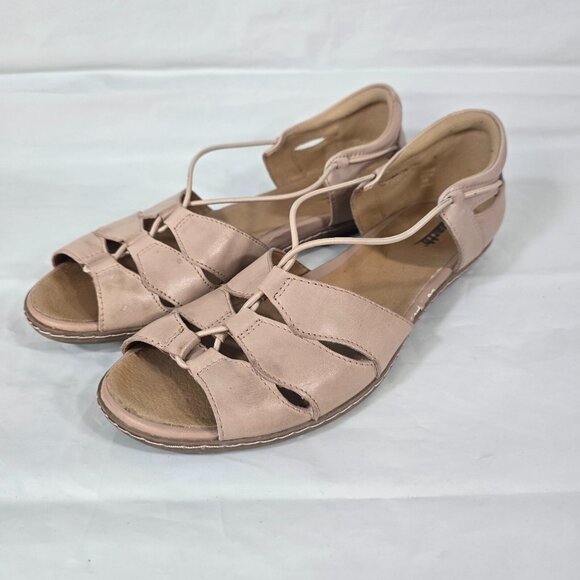 Earth Shoes - Earth Aloha Blush Sandals Women Size 10 Flats Leather Open Toe Slip On Bohemian